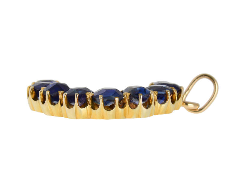 Brazen Blues  - Sapphire Crescent Moon Pendant