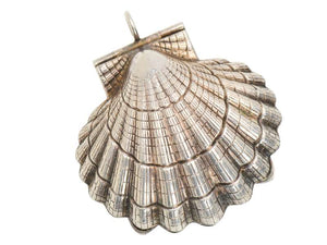 Large Vintage Scalloped Shell Locket Pendant