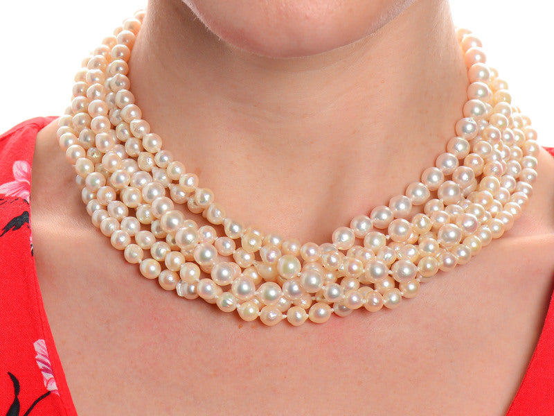 Italian Cultured Pearl Torsade Necklace