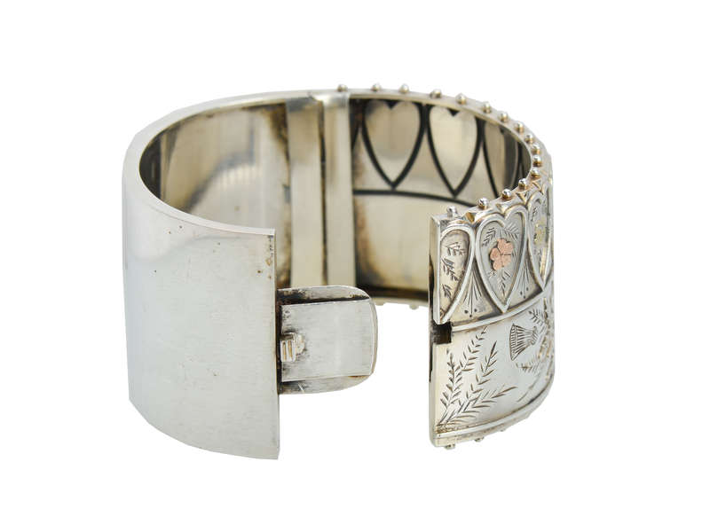 Superb Silver Victorian Bangle with Gold