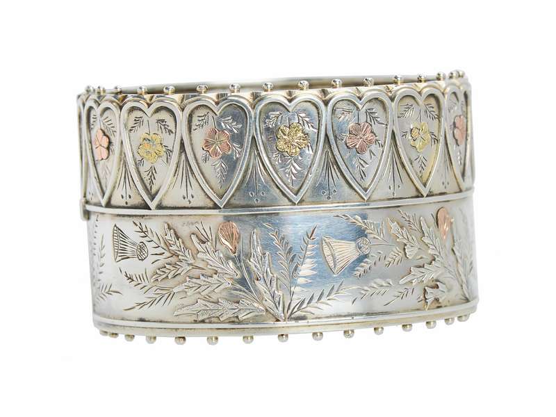 Superb Silver Victorian Bangle with Gold