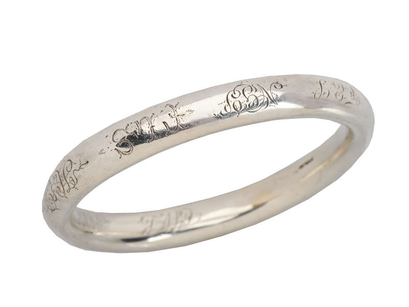Family Saga - Fully Engraved & Initialed Silver Bangle