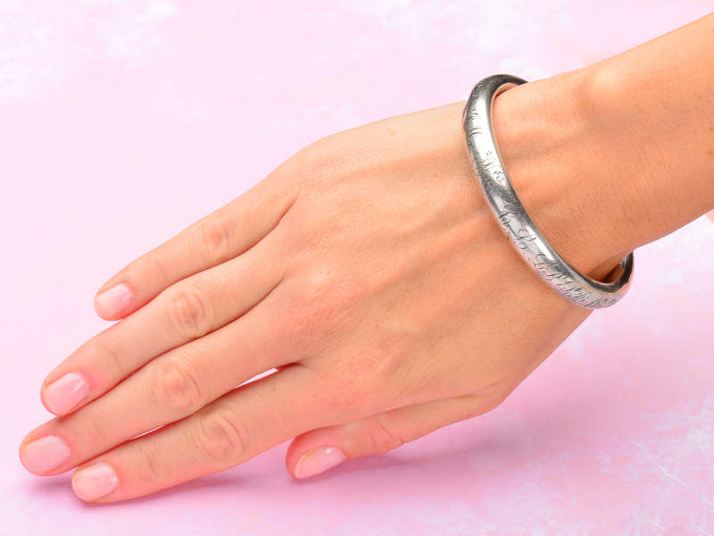 Family Saga - Fully Engraved & Initialed Silver Bangle