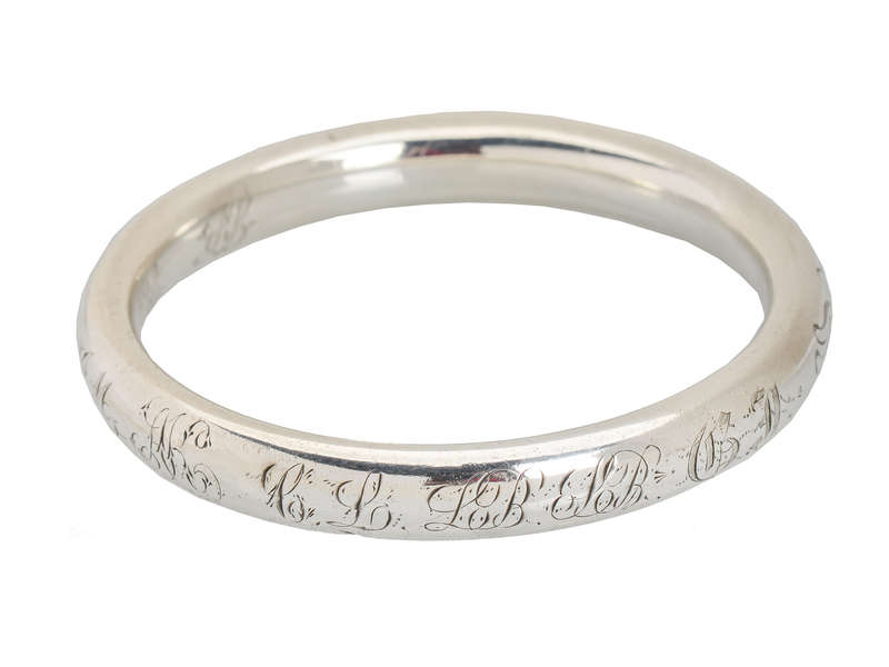 Family Saga - Fully Engraved & Initialed Silver Bangle