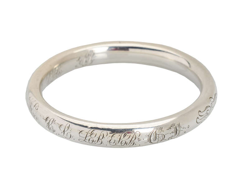 Family Saga - Fully Engraved & Initialed Silver Bangle
