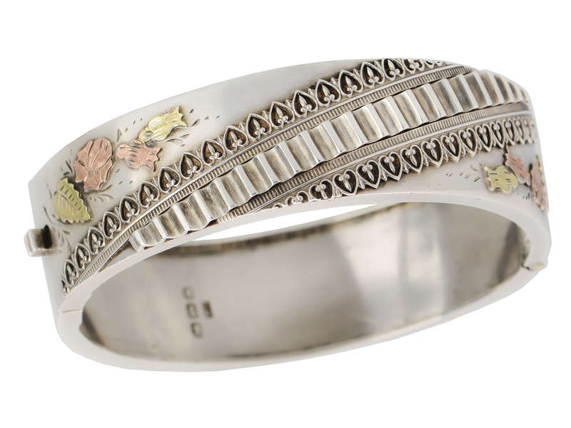 Victorian Silver & Gold Bangle Bracelet of 1886