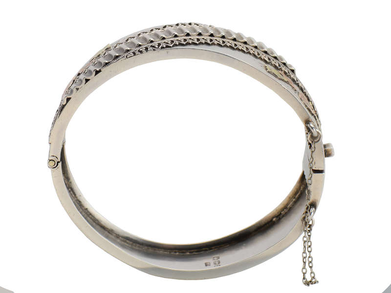 Victorian Silver & Gold Bangle Bracelet of 1886