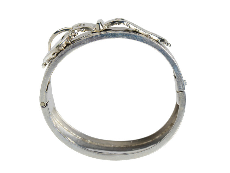 Wide Victorian Buckle Bracelet in Silver
