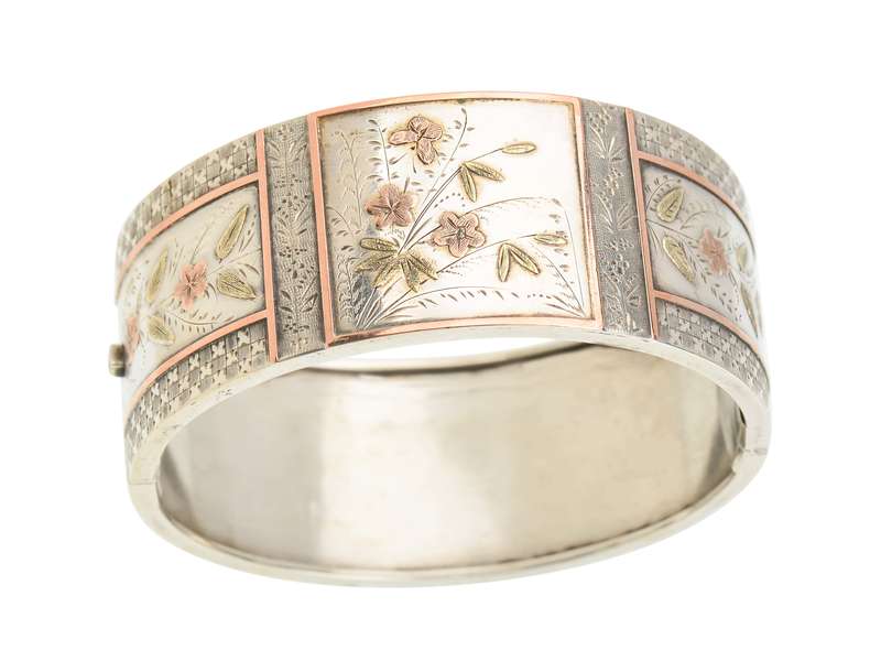 Garden of Delights - Victorian Silver Bangle Bracelet