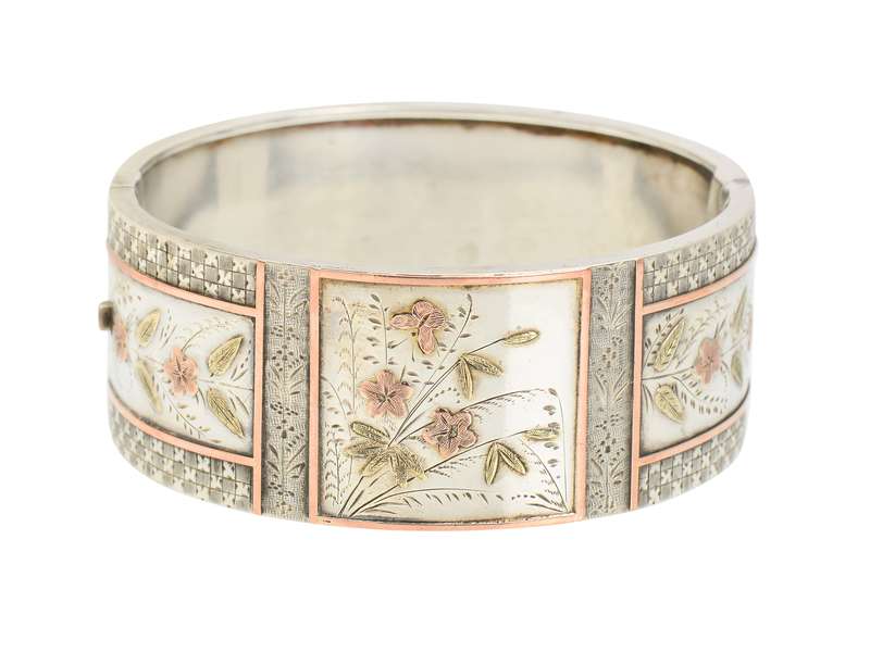 Garden of Delights - Victorian Silver Bangle Bracelet