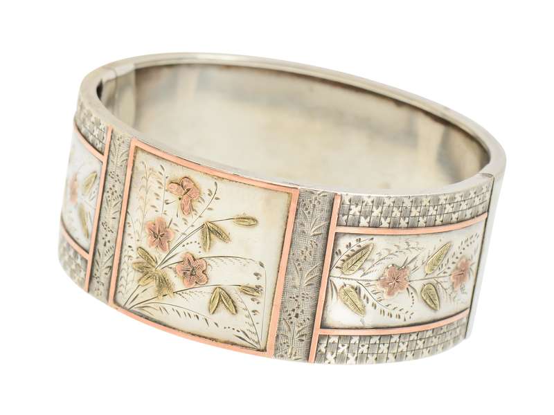 Garden of Delights - Victorian Silver Bangle Bracelet