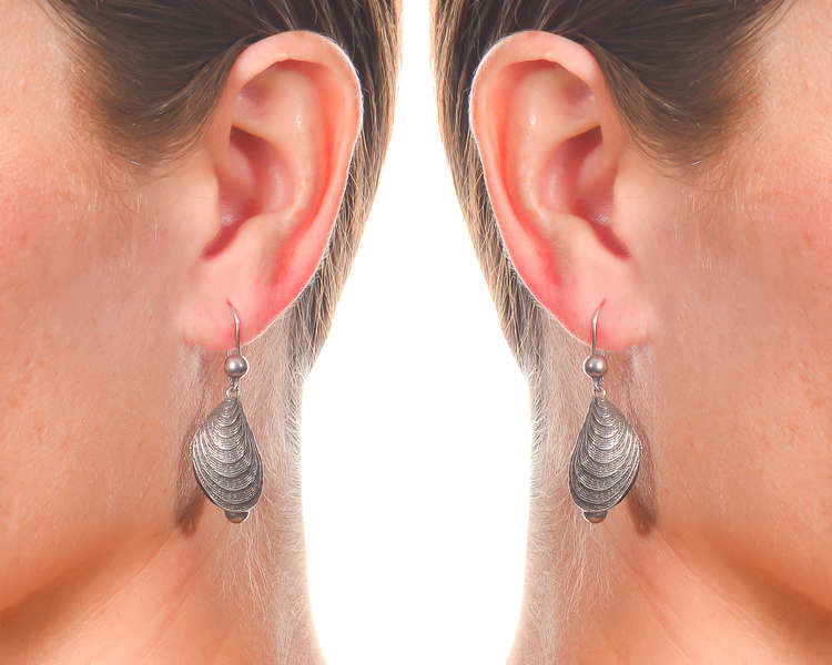 Mussel Shell & Pearl Victorian Silver Earrings