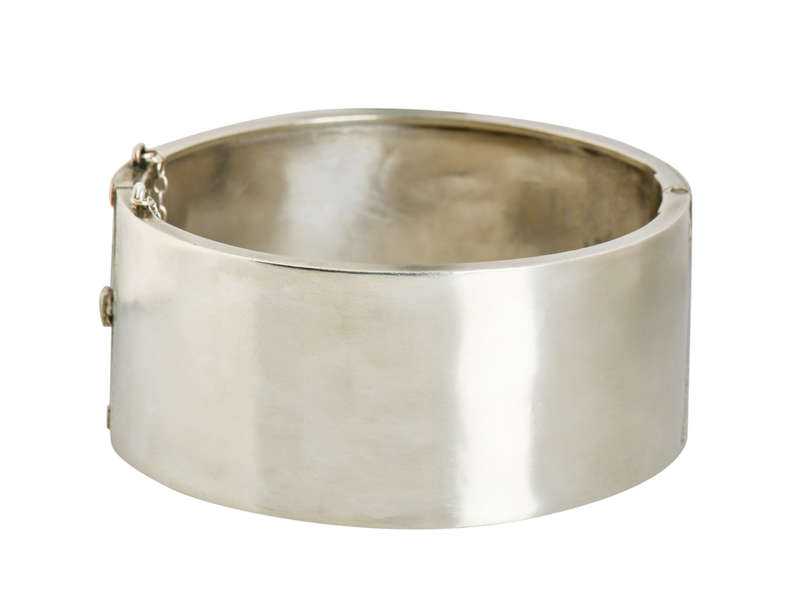 Victorian Sunflower Silver Bangle Bracelet