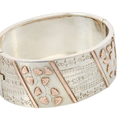 Silver Victorian Bracelet - Ginkgo Leaves