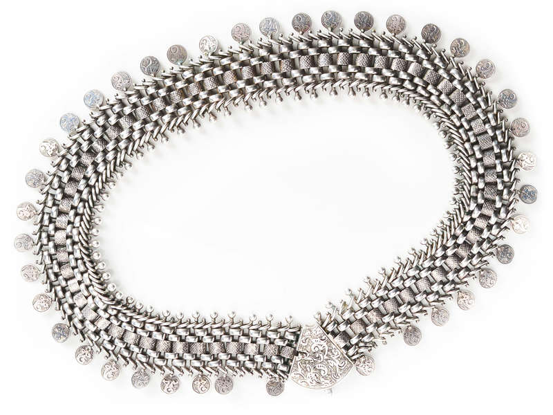 Wide Silver Victorian Book Chain Necklace
