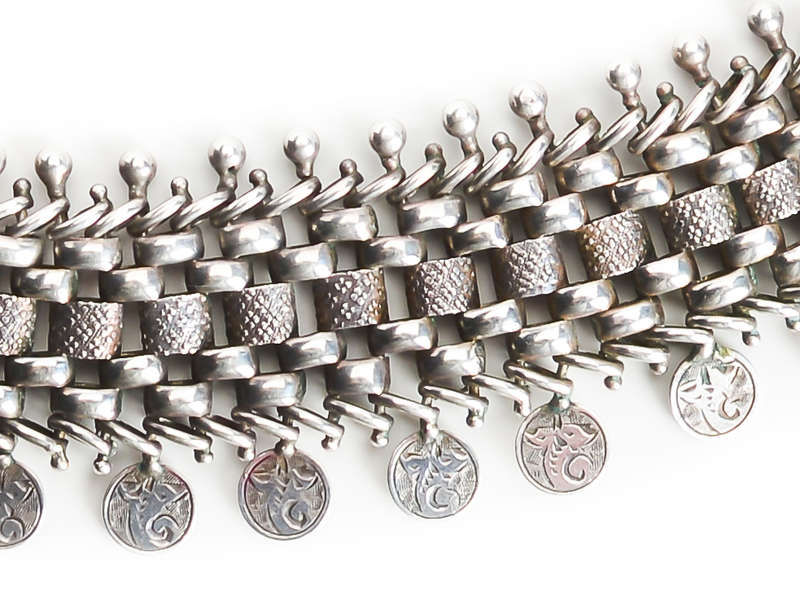 Wide Silver Victorian Book Chain Necklace