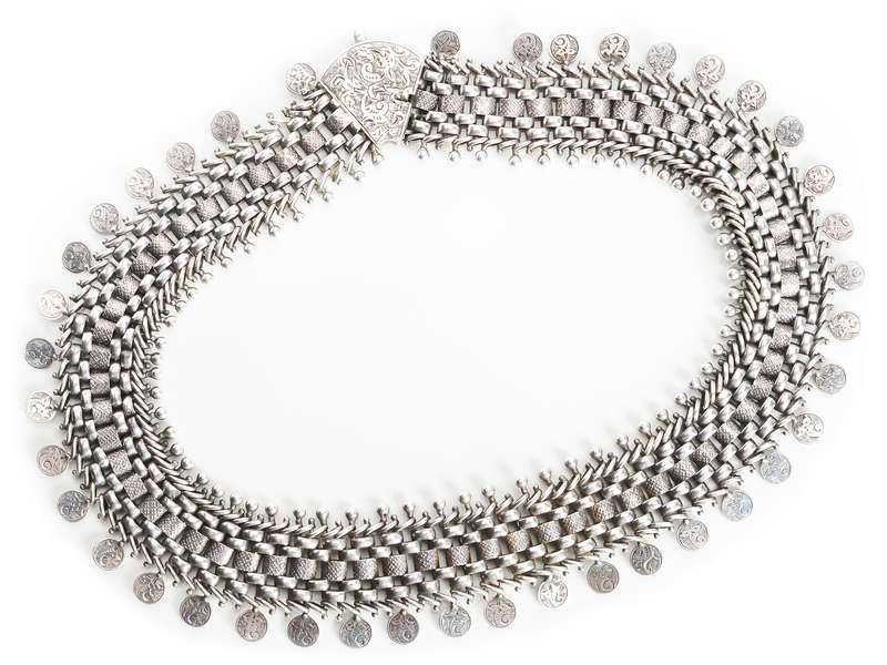 Wide Silver Victorian Book Chain Necklace