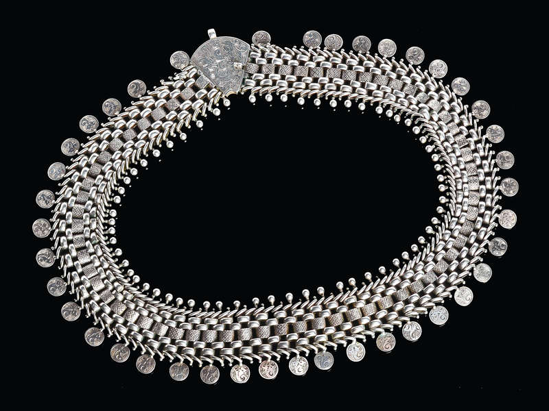 Wide Silver Victorian Book Chain Necklace