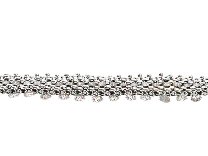 Wide Silver Victorian Book Chain Necklace
