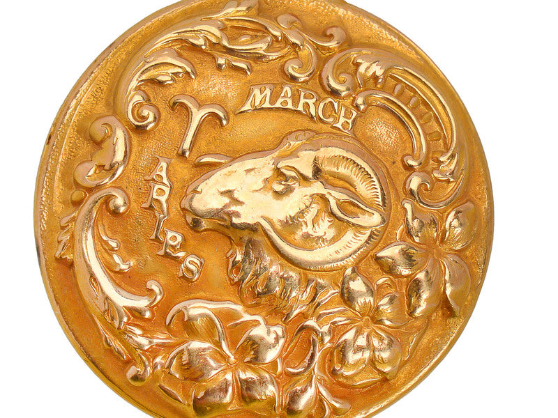 Antique Aries Zodiac Gold Pendant - Sloan & Co.