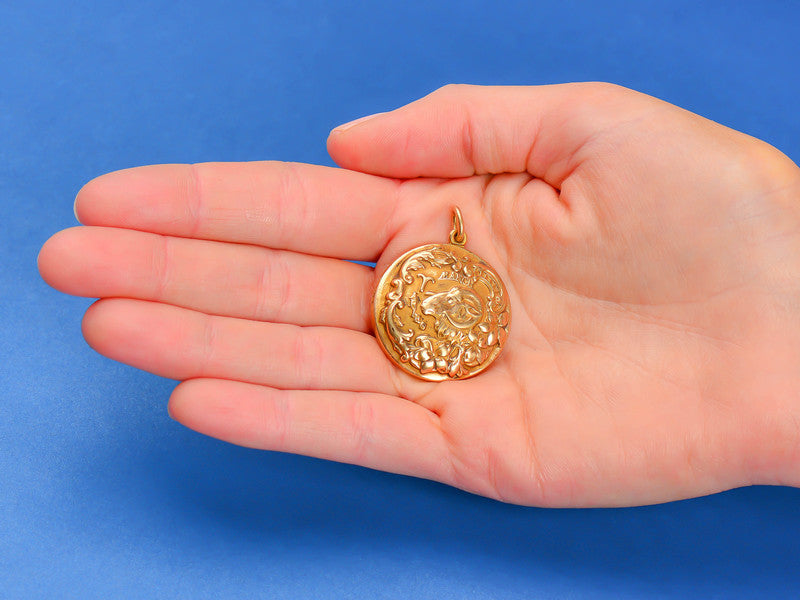 Antique Aries Zodiac Gold Pendant - Sloan & Co.
