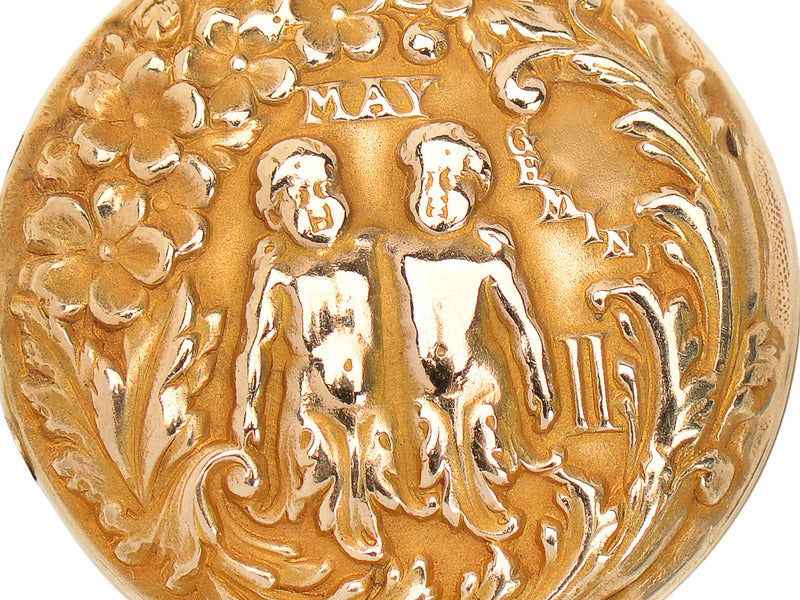 Art Nouveau Antique Gemini Gold Zodiac Locket