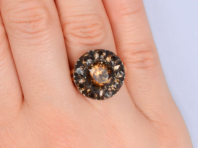 Smoky Quartz Paste Georgian Ring