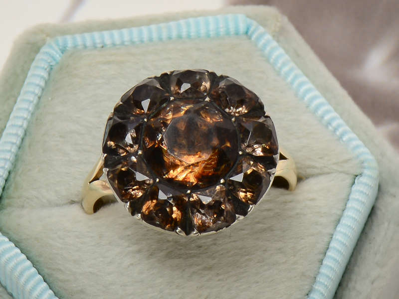 Smoky Quartz Paste Georgian Ring