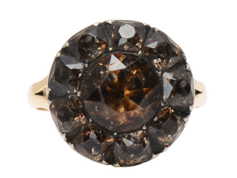 Smoky Quartz Paste Georgian Ring