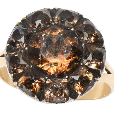 Smoky Quartz Paste Georgian Ring