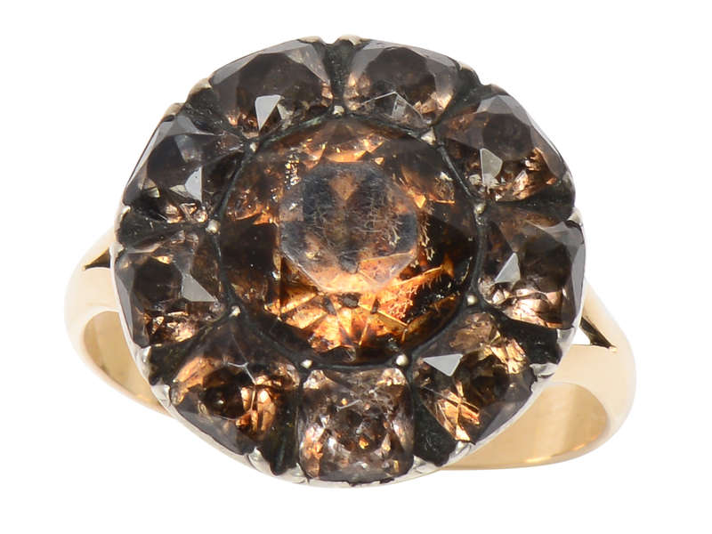 Smoky Quartz Paste Georgian Ring