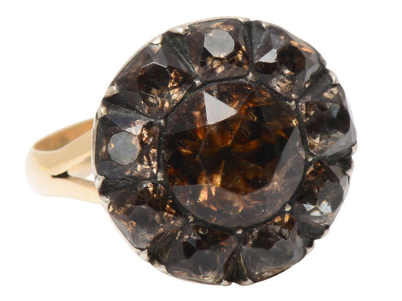 Smoky Quartz Paste Georgian Ring