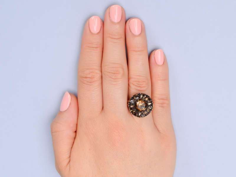 Smoky Quartz Paste Georgian Ring