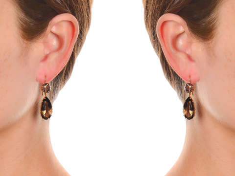 
                      
                        Smoky Quartz Two Drop Teardrop Gold Earrings
                      
                    