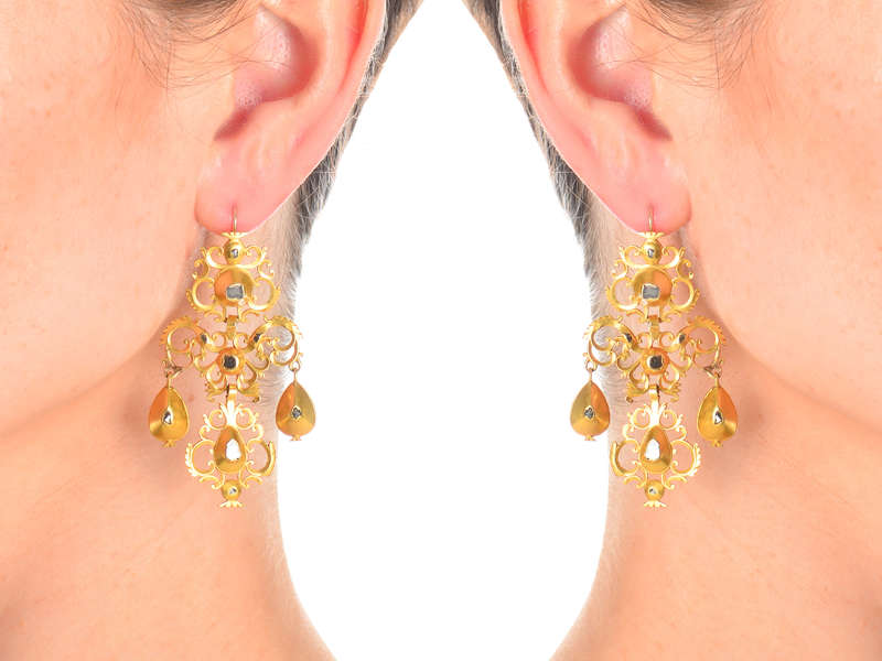 Georgian Early Spanish Diamond & Gold Earrings