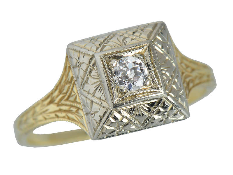 Two Color Gold Diamond Engagement Ring