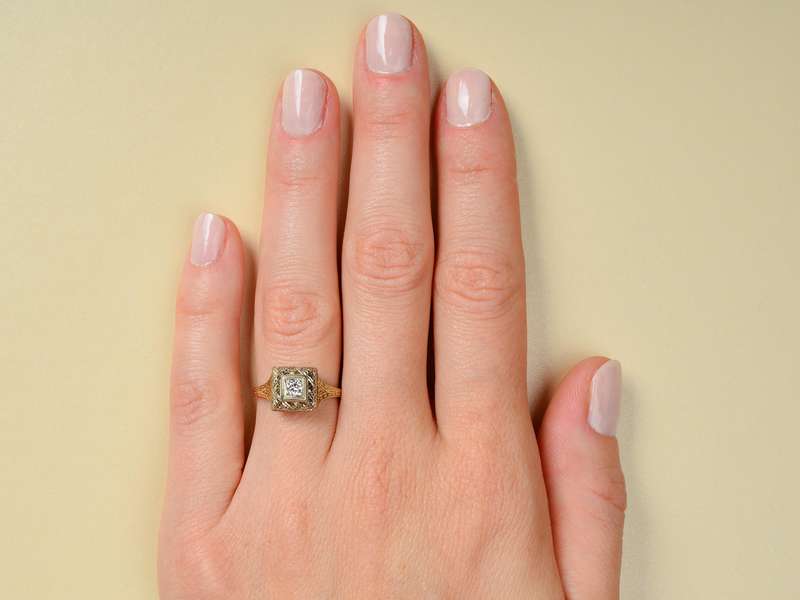 Two Color Gold Diamond Engagement Ring