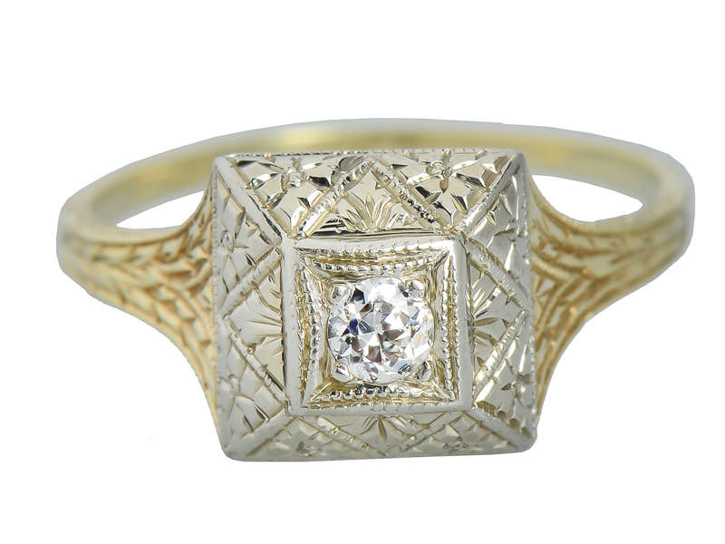 Two Color Gold Diamond Engagement Ring
