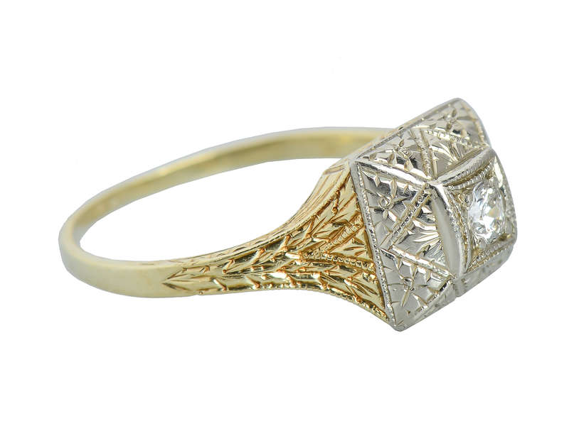 Two Color Gold Diamond Engagement Ring