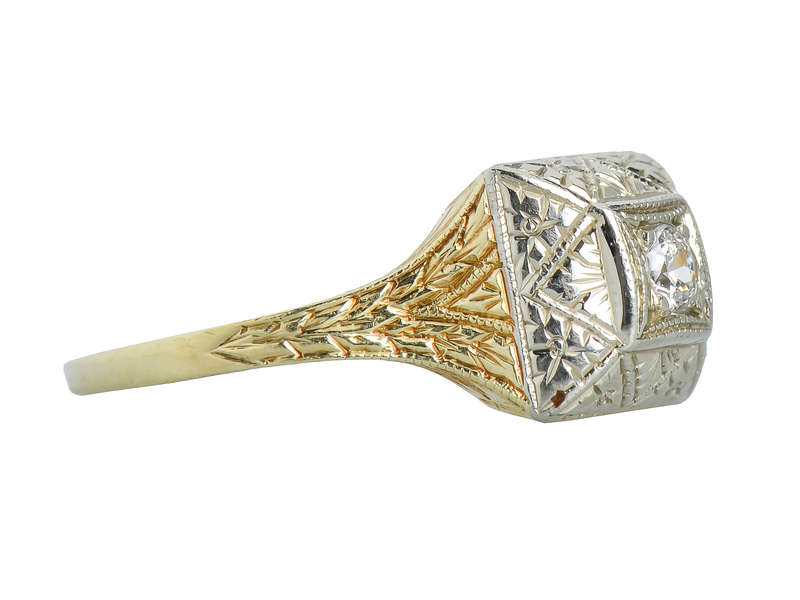Two Color Gold Diamond Engagement Ring