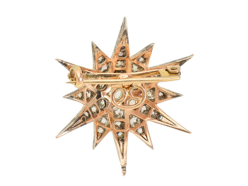 Victorian Rays - Diamond Star Brooch Pendant 2.6 Carats