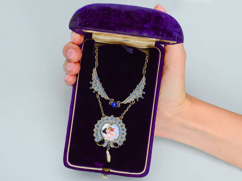Sterling Plique-à-Jour Enamel Angel Necklace