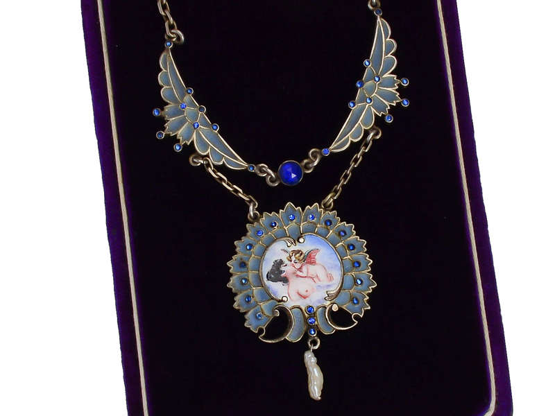 Sterling Plique-à-Jour Enamel Angel Necklace