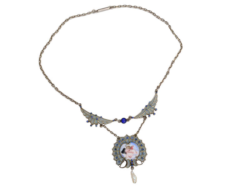 Sterling Plique-à-Jour Enamel Angel Necklace