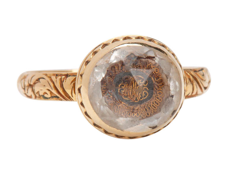Rare 17th C. Antique Stuart Crystal Ring with Enamel