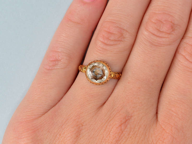 Rare 17th C. Antique Stuart Crystal Ring with Enamel