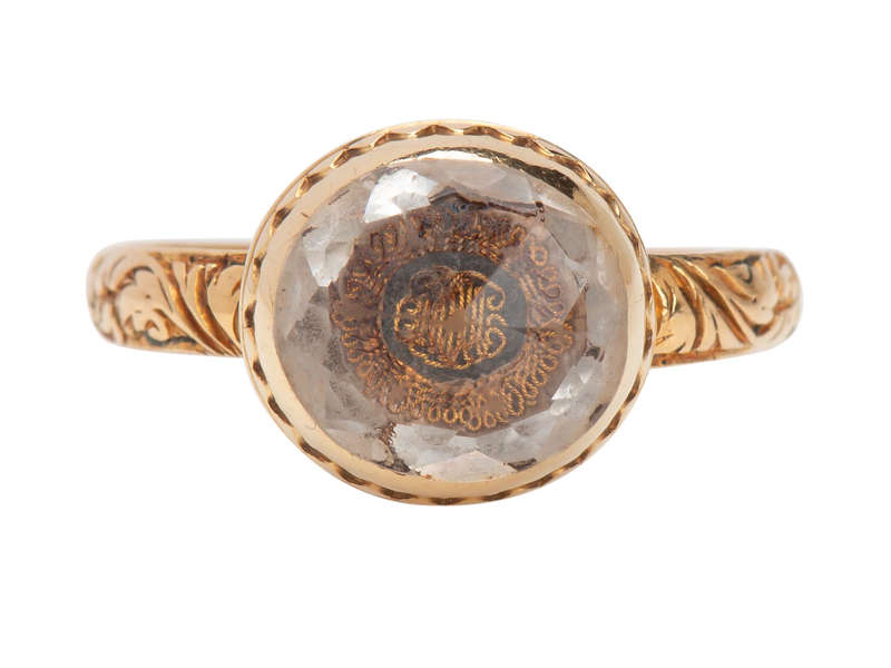 Rare 17th C. Antique Stuart Crystal Ring with Enamel