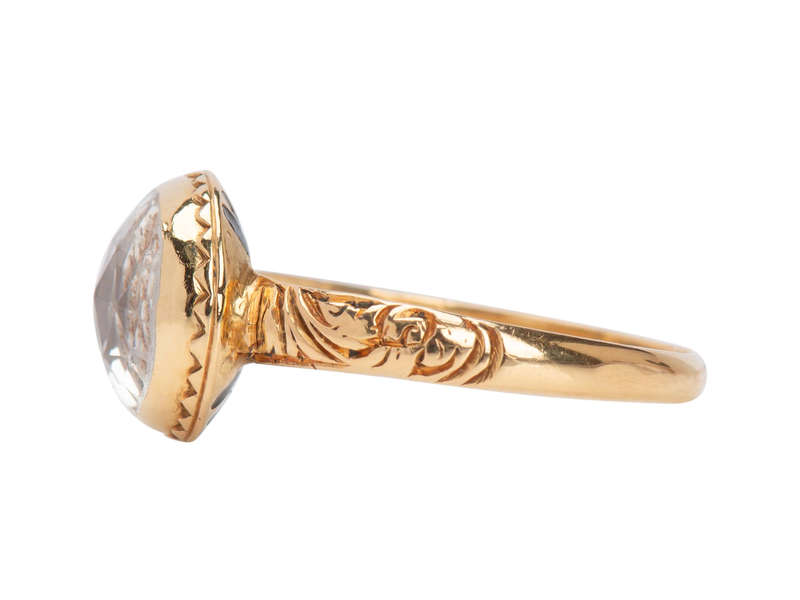 Rare 17th C. Antique Stuart Crystal Ring with Enamel