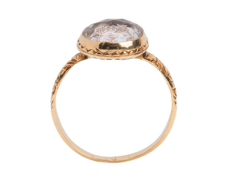 Rare 17th C. Antique Stuart Crystal Ring with Enamel