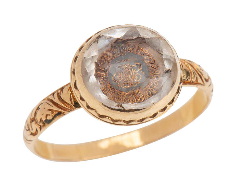 Rare 17th C. Antique Stuart Crystal Ring with Enamel
